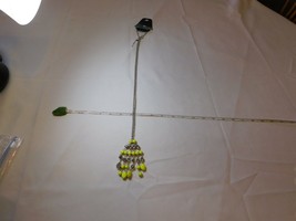 Lane Bryant LONG style chandelier type silver necklace lime volt clear stone loo - £20.30 GBP