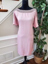 Boohoo Women&#39;s Pink Polyester Round Neck Half Sleeve Knee Length Dress Size 16 - £28.44 GBP