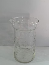 1930s Floral Etched Crystal Creamer Pitcher without Handle 4.5” - $14.03