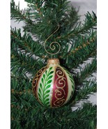 Old Fashioned Floral Leaf 2-5/8&quot; Glass Ball Christmas Ornament - £7.82 GBP