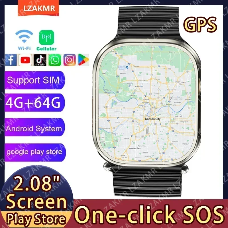 4G Net GS29 Smartwatch Men 64G Rom One-click Sos Android Os Gps Maps Sim Card - £54.19 GBP+