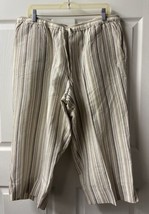 Avenue Linen Blend Cropped Pants Womens Plus Size 18 20 Striped Slit - $13.19