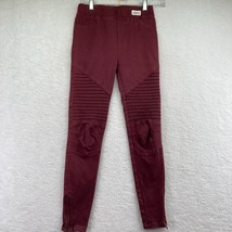 Umgee Womens Moto Jegging Pants Size Small Cranberry Red Zip Ankles Stretch - $19.80