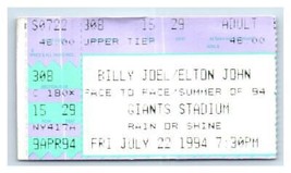 Billy Joel Elton John Konzert Ticket Stumpf Juli 22 1994 Giants Stadium Jersey - £31.83 GBP