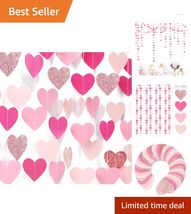 57ft Glam Heart Streamers in Hot Pink &amp; Rose Gold for Bridal &amp; Baby Events - $29.65