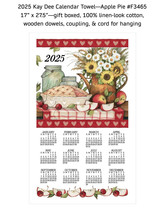 KAY DEE DESIGNS 2025 &quot;Apple Pie Flowers&quot; F3465 Calendar Towel~17&quot;x27.5″~... - $16.35