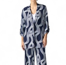 Joseph Ribkoff abstract print longline blazer in Midnight Blue/Vanilla - $183.00