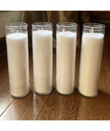 4 Tall Jar Candles White Prayer Pillar Emergency Clear Glass Each Burns ... - $20.73