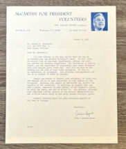 1968 Signed Letter Arleen Hynes Volunteer Coord Eugene McCarthy Campaign No COA - £6.72 GBP