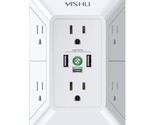 Multi Plug Outlet Surge Protector - 3 Sided Power Strip With 6 Ac Outlet... - £20.74 GBP