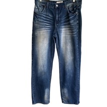 Chams Chelsea Slim Fit Jeans Mens 34 Dark Wash Distressed Wide Leg Insea... - £11.61 GBP