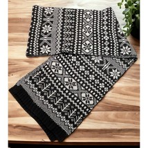 Black Knit Winter Scarf White Snowflakes Christmas 64&quot; - £7.82 GBP