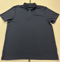 Perry Ellis Mens Sweater Polo Shirt Dark Sapphire Blue Short Sleeve 1/4 Zip XXL - £25.99 GBP