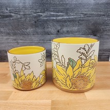 Gilded Sunflower Floral Canister Set by Blue Sky 4&quot; &amp; 5&quot; Embossed Kitche... - £22.77 GBP