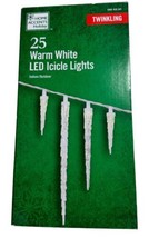 Home Accents Holiday 25 Count Twinkling Warm White LED Icicle Lights &quot;We... - £20.71 GBP