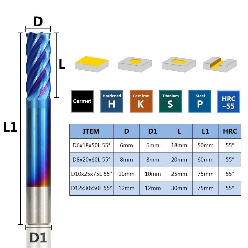 CNC Router Bits 6 Flute Carbide End Mill 6mm 8mm 10mm 12mm Tungsten hine... - $5,248.18 MXN