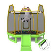 7FT Kids Recreational Trampoline w/Ladder Slide Ocean Ball Indoor Outdoo... - $424.99
