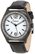 NEW Freelook HA1213B-9 Womens Swarovski Bezel White Dial Black Leather Watch 50m - £38.73 GBP