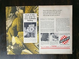 Vintage 1958 Check-R-Mix Purina Hog Pig Feed Two Page Original Ad - $6.64