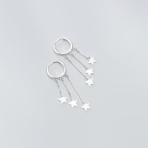 ANENJERY Silver Color Star Hoop Earring for Women Huggie Earrings Delicate Jewel - £8.74 GBP