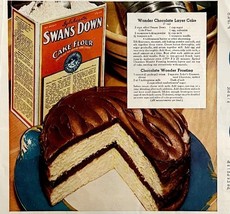 Swans Down Cake Flour With Recipe 1934 Advertisement Full Page Lithograp... - $29.99