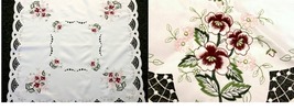 Polyester Rose Embroidery Tablecloth Square Night Stand Side Coffee Tabl... - $32.99