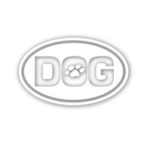 Euro Oval Dog Decal For Car Windshield With Paw Print Bumper Sticker WHITE - £7.93 GBP