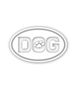 Euro Oval Dog Decal For Car Windshield With Paw Print Bumper Sticker WHITE - £7.80 GBP