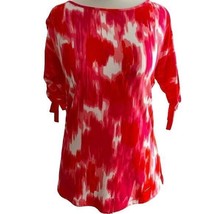 Anne Klein ladies short sleeve keyhole pink tie dye pullover tunic top Small - £19.82 GBP