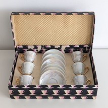 Rudolf Kämpf Art Deco Cup &amp; Saucer Set, RGK, Boxed, Pearlescent, Vintage Czech - £30.53 GBP