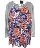 NEW LuLaRoe 3XL Purple Coral White Paisley Body- Gray Sleeves Randy Base... - $24.74