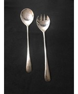 Antique Silver Plated Serving Spoon And Fork Set 9.5 Inches - $20.36 CAD