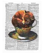 Art N Wordz Teacup Fox Original Dictionary Sheet Wall/Desk Pop Art Print - €21,30 EUR