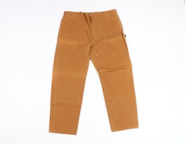 NOS Vintage 90s Carhartt Mens 42x32 Spell Out Double Knee Jeans Duck Brown USA - £84.57 GBP