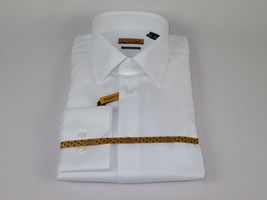 Mens ENZO Egyptian Soft Cotton Dress Shirt Barrel Cuff Wrinkle Free 61101 White image 6
