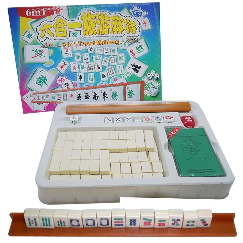 Mini Travel Mahjong Set Home Mini Mahjong Board Game Sets Mahjong Game Set With - £23.48 GBP+