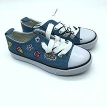 Twisted Toddler Girls Low Top Sneakers Novelty Patches Lace Up Blue Size 11 - £9.27 GBP