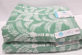 2pc CARO Home Coastal Green Tropical Palm Tree Bath Towels  NEW - $69.99