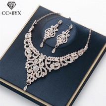 CC Wedding Jewelry Set Necklace Drop Earring Elegant Engagement Accessories for  - £33.80 GBP