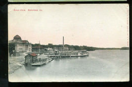 River View Rockford Ill Postmarked 1908 Steamer Boats Dock People - £7.00 GBP