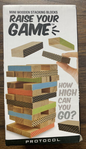 Protocol Mini Wooden Stacking Blocks Game Raise Your Game ~ NIP New - $8.12