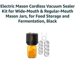 Cordless Vacuum Sealer Kit for Wide &amp; Regular Mason Jars, Food Storage - $29.58