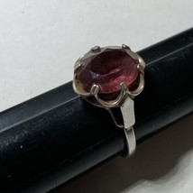 Vintage Sarah Coventry Sterling Silver 925 Purple Glass Adjustable Ring Sz 6-7-8 - £23.64 GBP