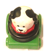 Vintage 1991 Fisher Price Little People Chunky Dog Black White 2&quot; w/Gree... - $6.88