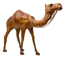 Vintage Leather Covered Dromedary Arabian Camel 1950s Nativity Glass Eyes - $98.01