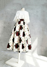 Winter Floral Warm Midi Pleated Skirt Women Plus Size Woolen Pleated Midi Skirt image 2