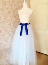 Sky-blue Tulle Maxi Skirt Outfit Wedding Bridesmaid Custom Plus Size Tulle Skirt image 8