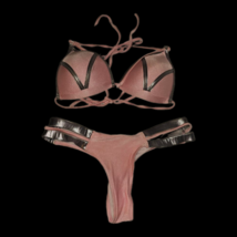 2-piece baby pink and silver bikini swimsuit set - $15.99