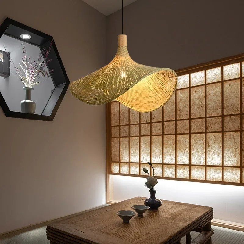 Bamboo Pendant Lamp Rattan Hand Woven Hanging Lamp Restaurant Bedroon Li... - $29.03+