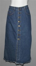 Farmer Heritage Metal Button Front Denim Frayed Hem Long Skirt Wm&#39;s Size... - $18.99